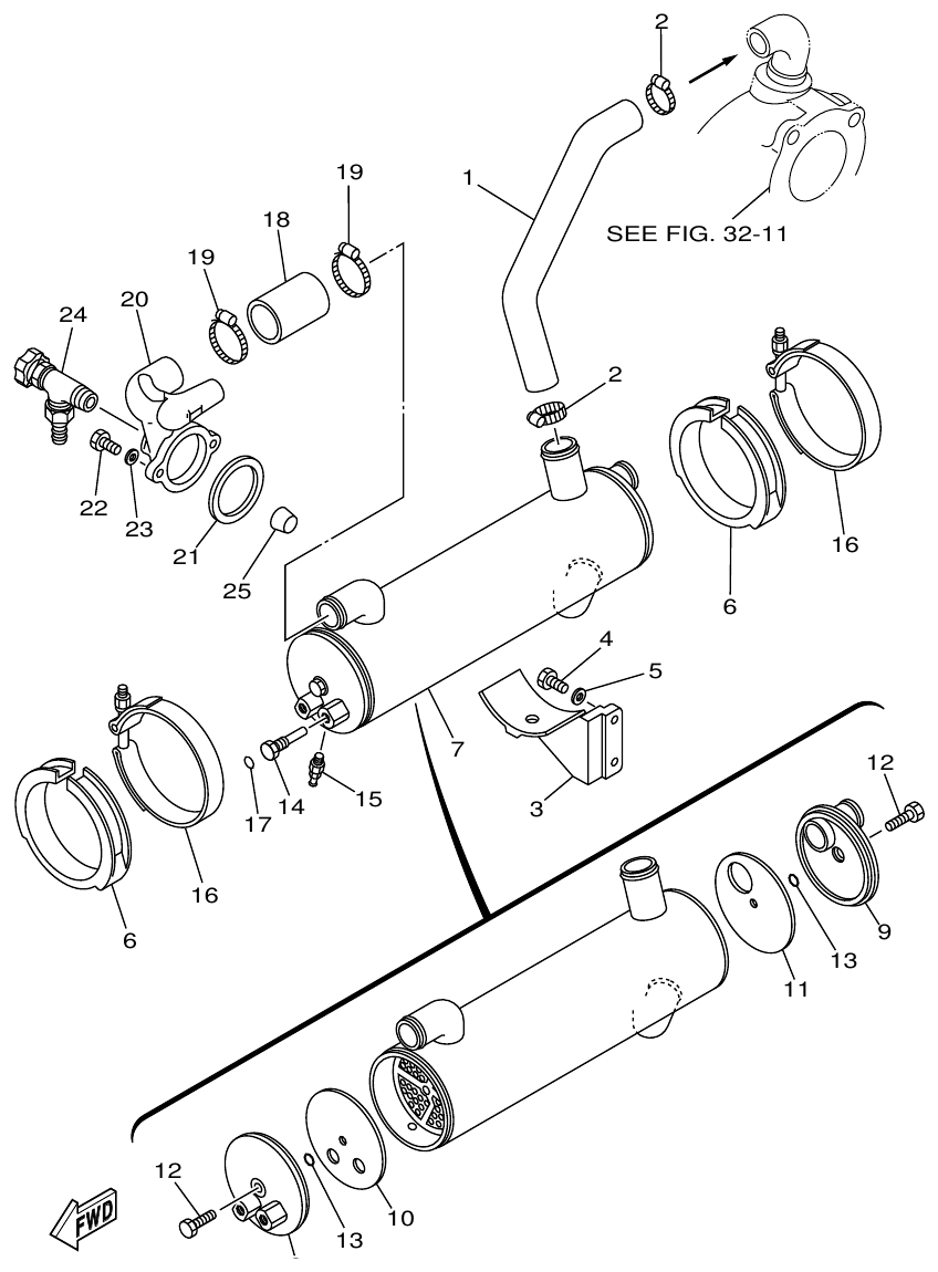 Yamaha ME422STIP2 (N601)STIP1(N611) WATER COOLER parts diagram